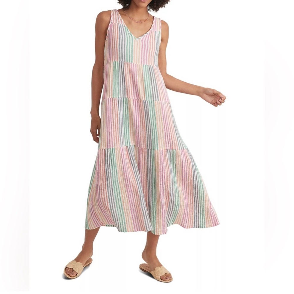 Marine Layer Corinne Maxi Rainbow Stripe Dress